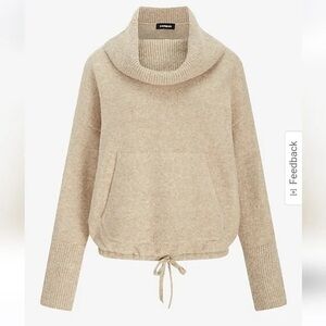 Express Women's Ivory Metallic shimmering Cozy Cowl Neck Sweater